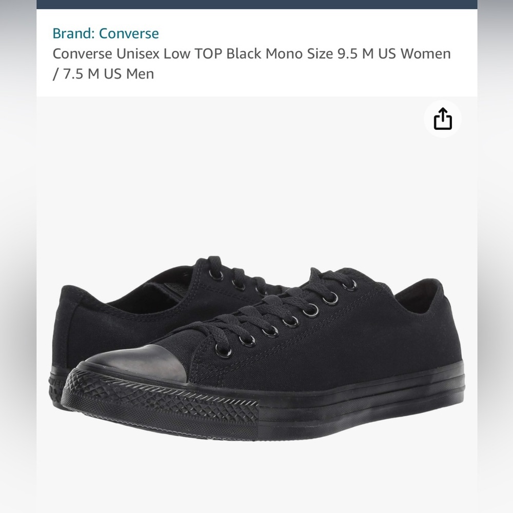 Converse unisex low top black shoes